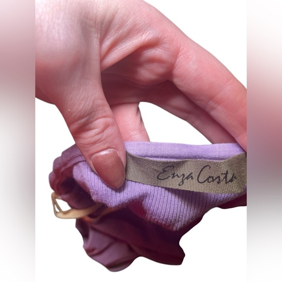 Enza Costa NWOT Ribbed Purple Silk Blend Halter Body Suit Size XS - Picture 5 of 7